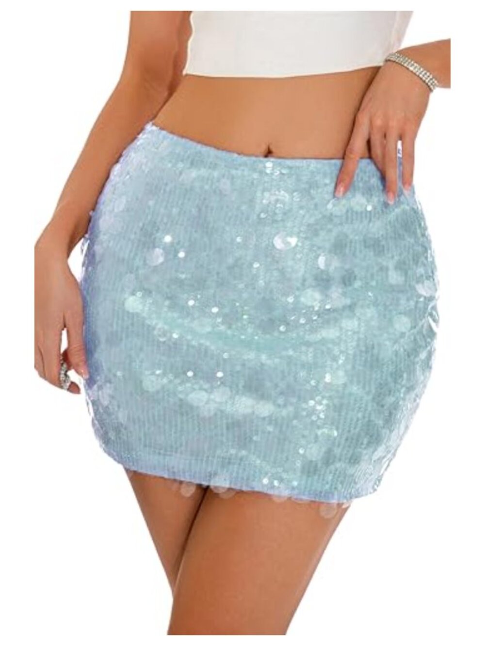 Sequin Mini Skirt Skort with Built-in Shorts Sparkly Party Clubwear